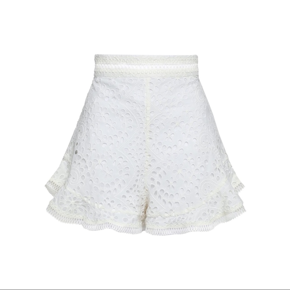 Zimmermann Fluted Broderie Anglaise Cotton Shorts